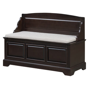 English Elm Trexm Retro Entryway Storage Bench with Linen Cushion Lift Top MDF Espresso Finish N715P198568L