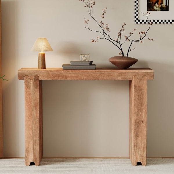 English Elm Trexm Solid Mango Wood Farmhouse Console Table Narrow Entryway Sofa Hall Accent Honey N715P224881D