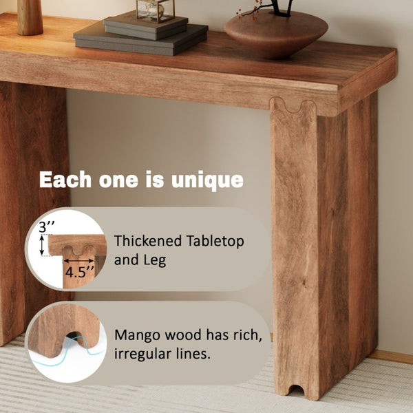 English Elm Trexm Solid Mango Wood Farmhouse Console Table Narrow Entryway Sofa Hall Accent Honey N715P224881D