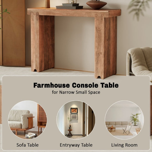 English Elm Trexm Solid Mango Wood Farmhouse Console Table Narrow Entryway Sofa Hall Accent Honey N715P224881D