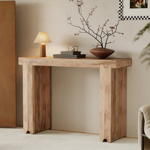 English Elm Trexm Solid Mango Wood Farmhouse Console Table Narrow Entryway Sofa Hall Accent Natural N715P224881N
