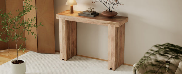 English Elm Trexm Solid Mango Wood Farmhouse Console Table Narrow Entryway Sofa Hall Accent Natural N715P224881N