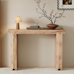 English Elm Trexm Solid Mango Wood Farmhouse Console Table Narrow Entryway Sofa Hall Accent Natural N715P224881N