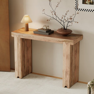 English Elm Trexm Solid Mango Wood Farmhouse Console Table Narrow Entryway Sofa Hall Accent Natural N715P224881N