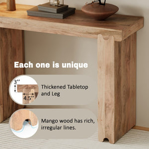 English Elm Trexm Solid Mango Wood Farmhouse Console Table Narrow Entryway Sofa Hall Accent Natural N715P224881N