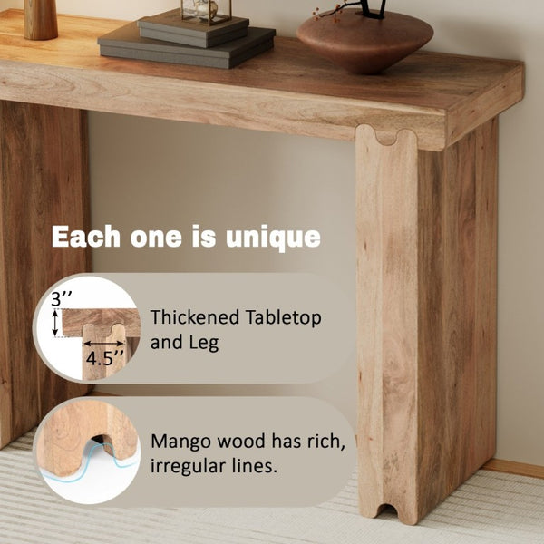 English Elm Trexm Solid Mango Wood Farmhouse Console Table Narrow Entryway Sofa Hall Accent Natural N715P224881N