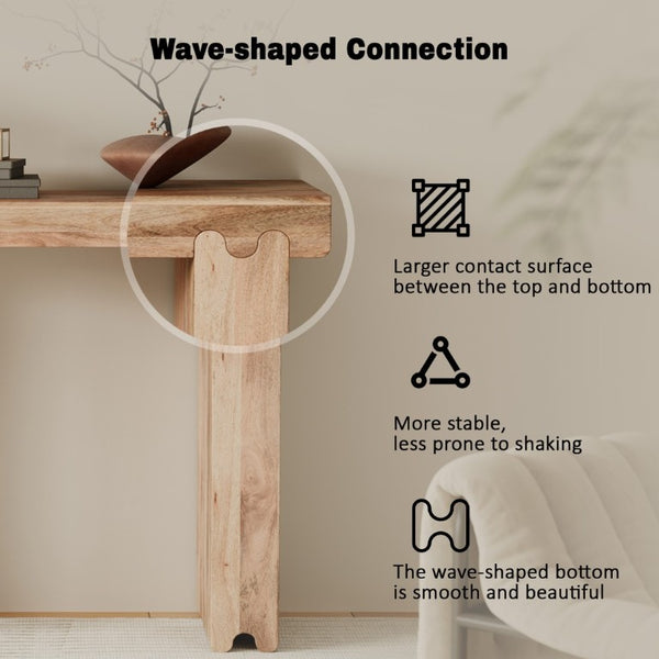 English Elm Trexm Solid Mango Wood Farmhouse Console Table Narrow Entryway Sofa Hall Accent Natural N715P224881N