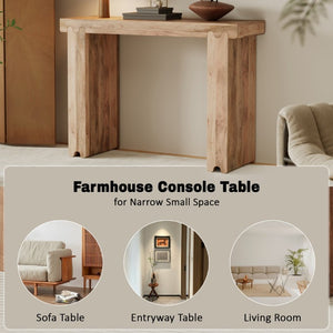English Elm Trexm Solid Mango Wood Farmhouse Console Table Narrow Entryway Sofa Hall Accent Natural N715P224881N