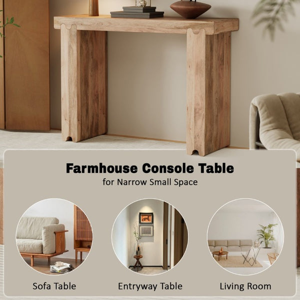 English Elm Trexm Solid Mango Wood Farmhouse Console Table Narrow Entryway Sofa Hall Accent Natural N715P224881N