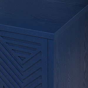 English Elm Trexm Ash Veneer Sideboard with Four Doors Adjustable Shelves and Metal Legs Navy N715P232695M