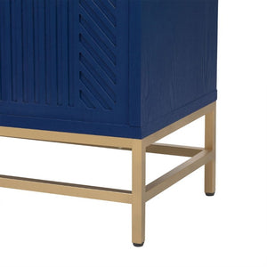 English Elm Trexm Ash Veneer Sideboard with Four Doors Adjustable Shelves and Metal Legs Navy N715P232695M