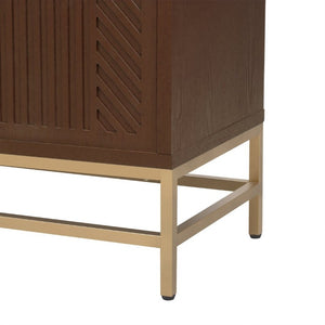 English Elm Trexm Ash Veneer Sideboard with Four Doors Adjustable Shelves and Metal Legs Espresso N715P232695P