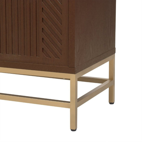 English Elm Trexm Ash Veneer Sideboard with Four Doors Adjustable Shelves and Metal Legs Espresso N715P232695P