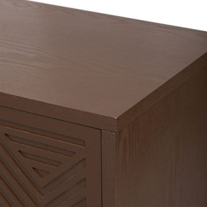 English Elm Trexm Ash Veneer Sideboard with Four Doors Adjustable Shelves and Metal Legs Espresso N715P232695P