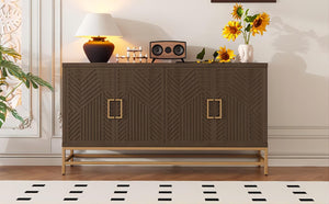 English Elm Trexm Ash Veneer Sideboard with Four Doors Adjustable Shelves and Metal Legs Espresso N715P232695P