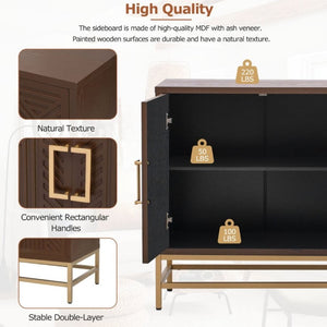 English Elm Trexm Ash Veneer Sideboard with Four Doors Adjustable Shelves and Metal Legs Espresso N715P232695P