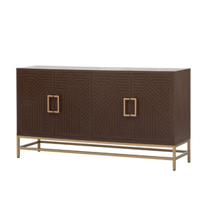 English Elm Trexm Ash Veneer Sideboard with Four Doors Adjustable Shelves and Metal Legs Espresso N715P232695P