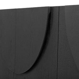 English Elm Trexm Four Door Wood Veneer Sideboard with Adjustable Shelves for Dining or Kitchen Black N715P246892B