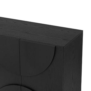 English Elm Trexm Four Door Wood Veneer Sideboard with Adjustable Shelves for Dining or Kitchen Black N715P246892B