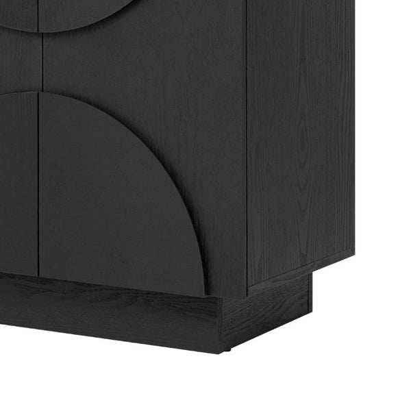 English Elm Trexm Four Door Wood Veneer Sideboard with Adjustable Shelves for Dining or Kitchen Black N715P246892B