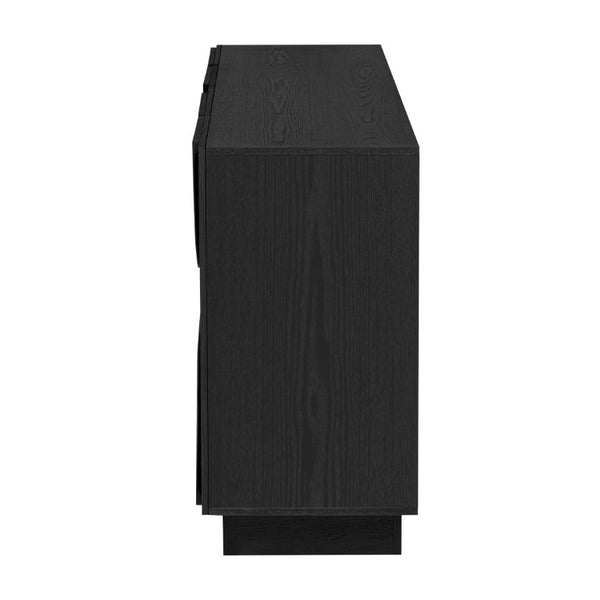 English Elm Trexm Four Door Wood Veneer Sideboard with Adjustable Shelves for Dining or Kitchen Black N715P246892B