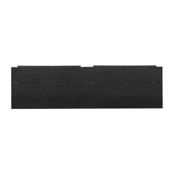 English Elm Trexm Four Door Wood Veneer Sideboard with Adjustable Shelves for Dining or Kitchen Black N715P246892B