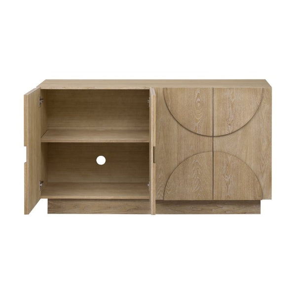 English Elm Trexm Four Door Wood Veneer Sideboard with Adjustable Shelves for Dining or Kitchen Natural N715P246892D