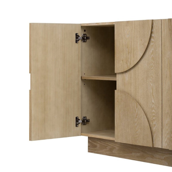 English Elm Trexm Four Door Wood Veneer Sideboard with Adjustable Shelves for Dining or Kitchen Natural N715P246892D