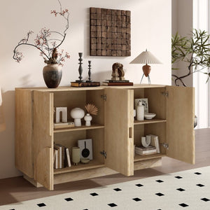 English Elm Trexm Four Door Wood Veneer Sideboard with Adjustable Shelves for Dining or Kitchen Natural N715P246892D
