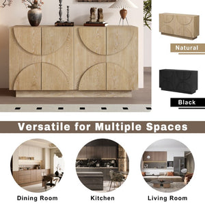 English Elm Trexm Four Door Wood Veneer Sideboard with Adjustable Shelves for Dining or Kitchen Natural N715P246892D