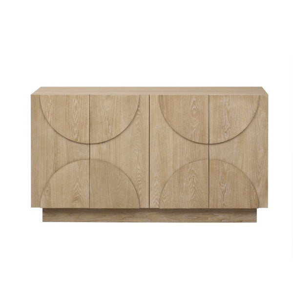 English Elm Trexm Four Door Wood Veneer Sideboard with Adjustable Shelves for Dining or Kitchen Natural N715P246892D