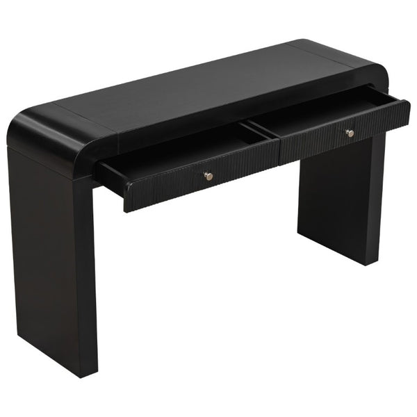 English Elm Trexm Fluted Drawer Acacia Veneer Console Table Rustic Entryway Sofa Hallway Accent Black N715P266077B