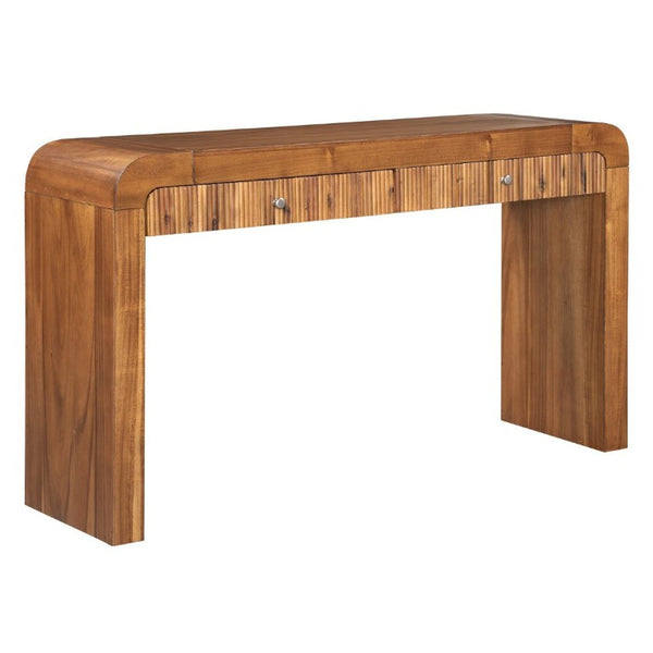 English Elm Trexm Fluted Drawer Acacia Veneer Console Table Rustic Entryway Sofa Hallway Accent Brown N715P266077D