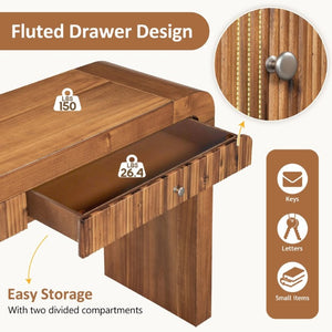 English Elm Trexm Fluted Drawer Acacia Veneer Console Table Rustic Entryway Sofa Hallway Accent Brown N715P266077D
