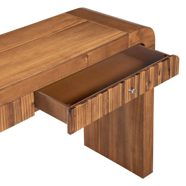 English Elm Trexm Fluted Drawer Acacia Veneer Console Table Rustic Entryway Sofa Hallway Accent Brown N715P266077D