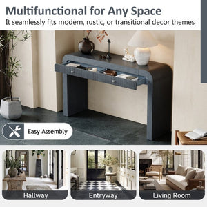 English Elm Trexm Fluted Drawer Acacia Veneer Console Table Rustic Entryway Sofa Hallway Accent Dark Navy N715P266077M