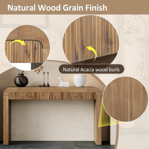English Elm Trexm Fluted Drawer Acacia Veneer Console Table Rustic Entryway Sofa Hallway Accent Natural N715P266077N