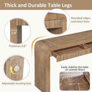 English Elm Trexm Fluted Drawer Acacia Veneer Console Table Rustic Entryway Sofa Hallway Accent Natural N715P266077N