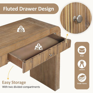 English Elm Trexm Fluted Drawer Acacia Veneer Console Table Rustic Entryway Sofa Hallway Accent Natural N715P266077N