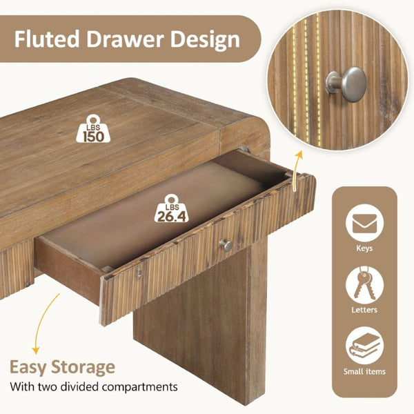 English Elm Trexm Fluted Drawer Acacia Veneer Console Table Rustic Entryway Sofa Hallway Accent Natural N715P266077N