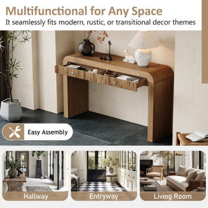 English Elm Trexm Fluted Drawer Acacia Veneer Console Table Rustic Entryway Sofa Hallway Accent Natural N715P266077N