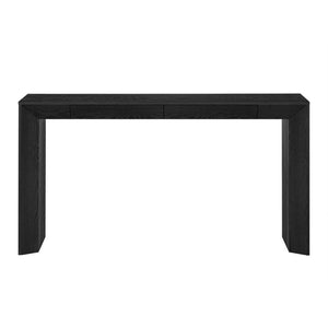 English Elm Trexm 60 Inch Farmhouse Console Table Waterfall Edge Ash Veneer Hidden Drawers Entryway Black N715P289696B