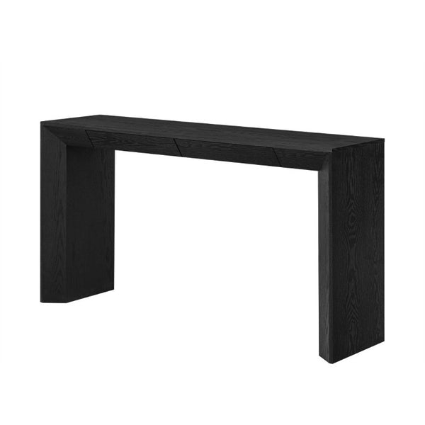 English Elm Trexm 60 Inch Farmhouse Console Table Waterfall Edge Ash Veneer Hidden Drawers Entryway Black N715P289696B