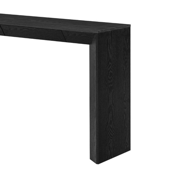 English Elm Trexm 60 Inch Farmhouse Console Table Waterfall Edge Ash Veneer Hidden Drawers Entryway Black N715P289696B