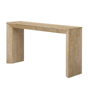 English Elm Trexm 60 Inch Farmhouse Console Table Waterfall Edge Ash Veneer Hidden Drawers Entryway Natural N715P289696N