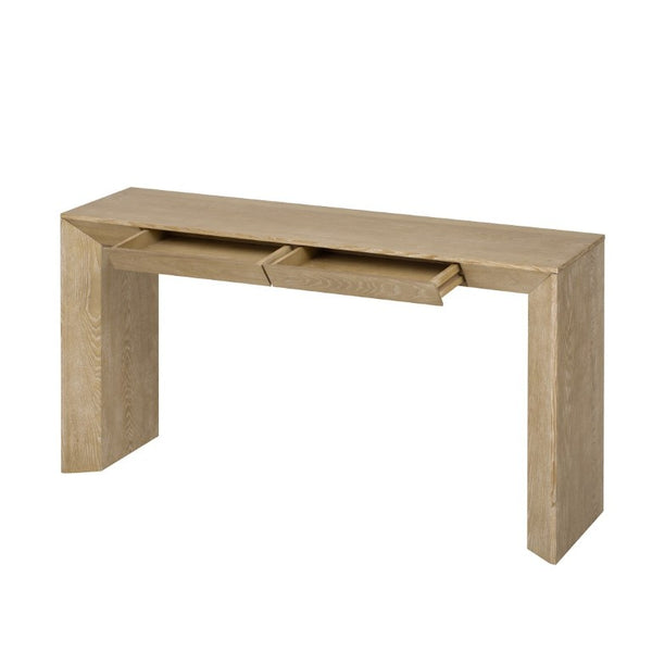 English Elm Trexm 60 Inch Farmhouse Console Table Waterfall Edge Ash Veneer Hidden Drawers Entryway Natural N715P289696N