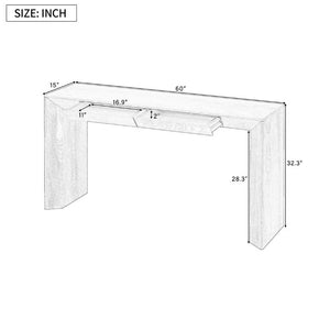 English Elm Trexm 60 Inch Farmhouse Console Table Waterfall Edge Ash Veneer Hidden Drawers Entryway Natural N715P289696N