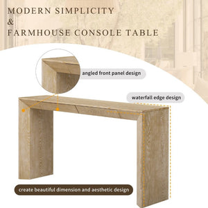 English Elm Trexm 60 Inch Farmhouse Console Table Waterfall Edge Ash Veneer Hidden Drawers Entryway Natural N715P289696N