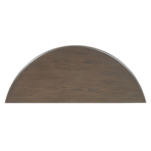 English Elm Trexm Half Moon Farmhouse Entryway Table Distressed Pine Legs Drawer Open Shelf N715P383795N