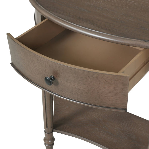 English Elm Trexm Half Moon Farmhouse Entryway Table Distressed Pine Legs Drawer Open Shelf N715P383795N